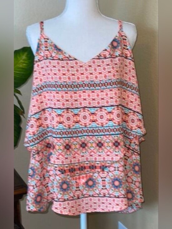torrid Tops - Torrid  Mosaic Print Layered Criss-cross Cami Top 1x